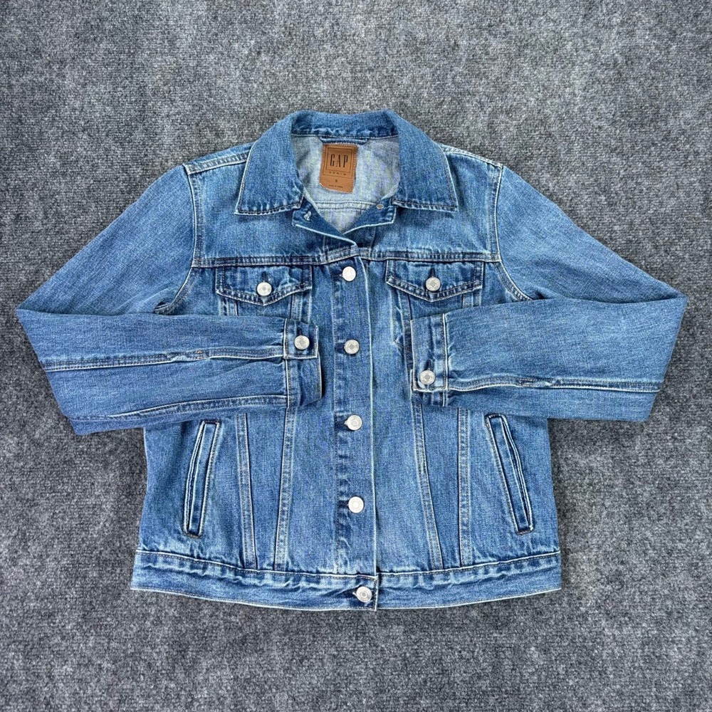 Gap Denim Jacket Womens Small Blue Medium Wash Cotton Trucker Jean Jacket